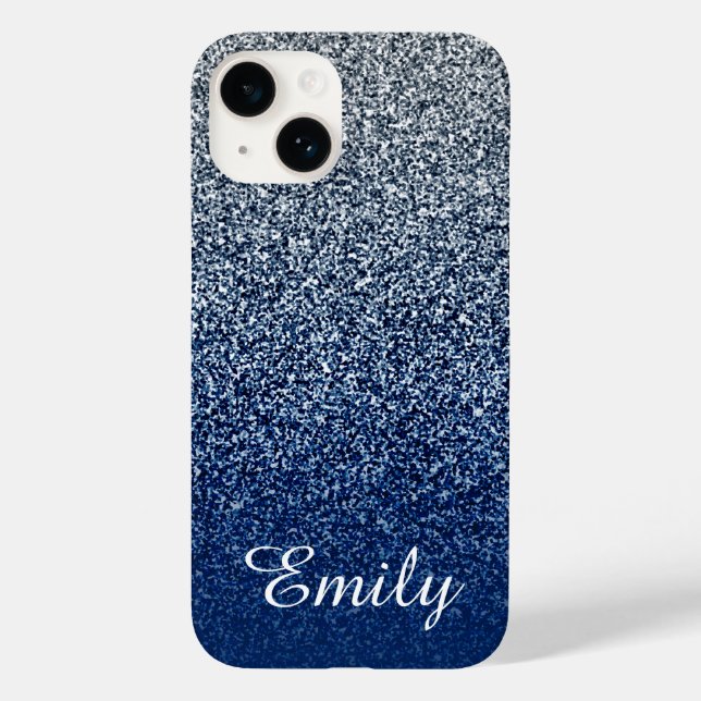 Silver Navy Glitter Ombre Personlig (Baksida)