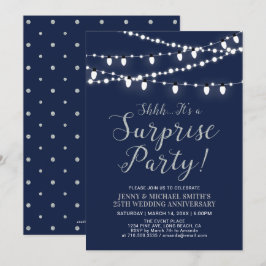Silver & Navy | Överraskning 25-års bröllopsdag Inbjudningar