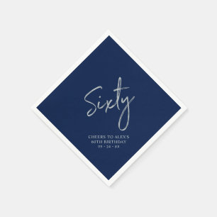 Silver & Navy Sixty Modern 60-årsfest Pappersservett