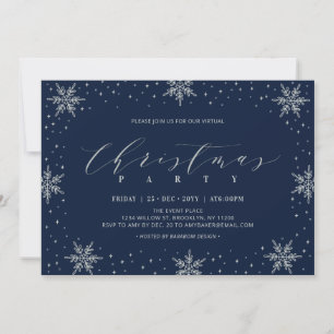 Silver & Navy Vinter Virtuell Julfest Inbjudningar