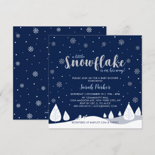 Silver & Navy Vinterundret Pojke Baby Shower Inbjudningar