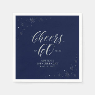 Silver & Navyblå 60-årsfirande Födelsedagsfest Pappersservett