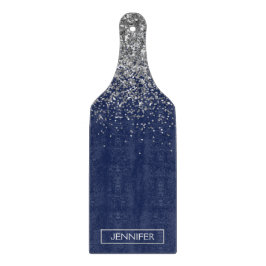 Silver Navyblå Glitter Girlig Monogram Namn