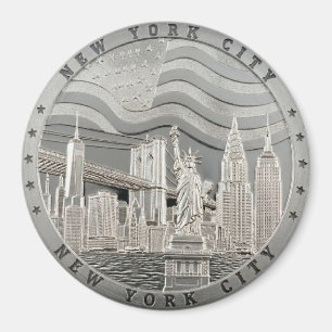 Silver New York City Manhattan Bridge Souvenir Magnet