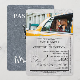 Silver New York City Pass Bröllop Inbjudningar