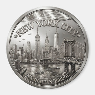 Silver New York City Souvenir Magnet