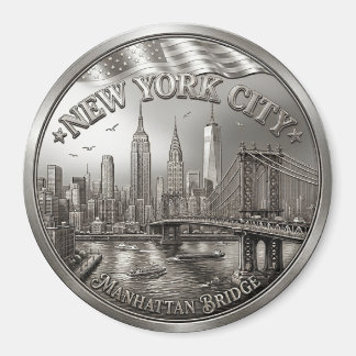 Silver New York City Souvenir Magnet