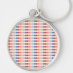 Silver-nyckelkedja med färgstarkt polka dots rund silverfärgad nyckelring