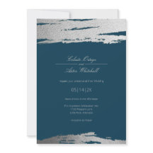Silver och Blå, modern Abstrakt Elegant Faux Foil