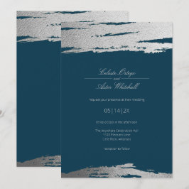 Silver och Blå, modern Abstrakt Elegant Faux Foil Inbjudningar
