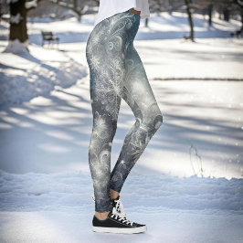 Silver och Blå snöflingvinter Leggings