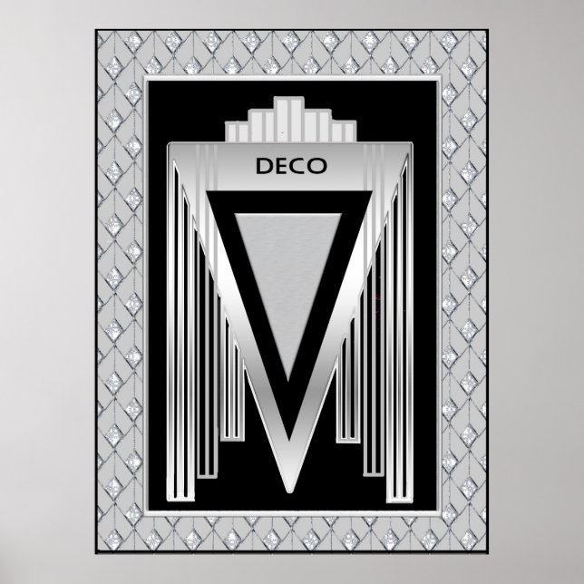 Silver och Black art Deco Poster (Framsidan)