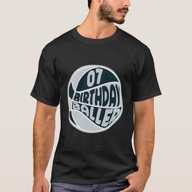 Silver och Black Basketball 7 Baller T Shirt (Framsida)