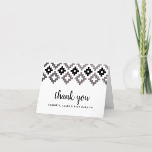 Silver och Black Boho Aztec Tack Kort
