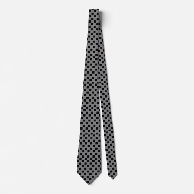 Silver och Black Checked Anpassningsbar Tie Slips (Framsida)