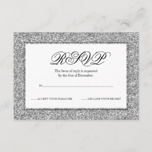 Silver och Black Faux Glitter OSA Kort