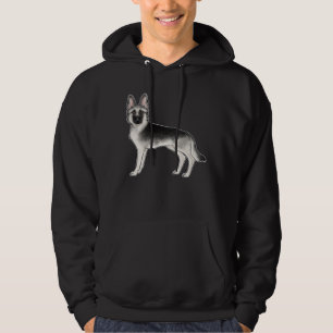Silver och Black German Shepherd GSD Hund design Hoodie