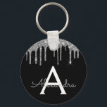 Silver och Black Girly Sparkly Glitter Monogram Nyckelring<br><div class="desc">Nyckelkedjan silver och Black Faux Sparkly Glitter Elegant. Dessa nyckelkedjor kan anpassas så att de omfattar ditt första och första namn. De här giriga nyckelringarna gör underbara 16-årsjubileum,  möhippa,  bröllop,  25-årsjubileum eller bachelorette-fester eller gåvor.</div>