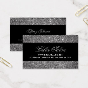 Silver och Black Glam Faux Glitter Visitkort