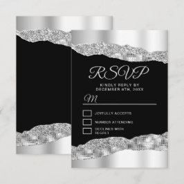 Silver och Black Glam Tårar Sweet sixteen OSA Kort