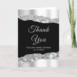 Silver och Black Glam Tårar Sweet sixteen Tack Kort