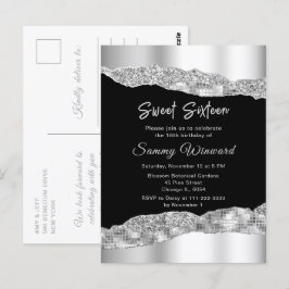 Silver och Black Glam Tårar Sweet sixteen Vykort