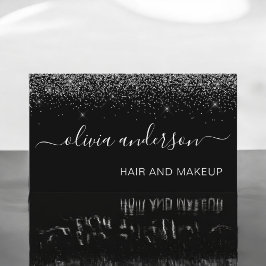 Silver och Black Glitter Hair Makeup Salon Visitkort