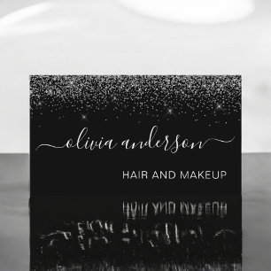 Silver och Black Glitter Hair Makeup Salon Visitkort
