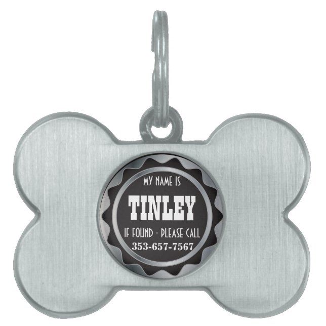 Silver och Black ID-bricka Husdjur (Framsidan)