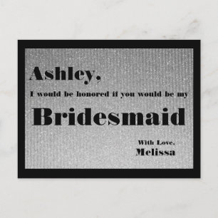 Silver och Black - kommer du att bli min bridesmai Inbjudan Vykort