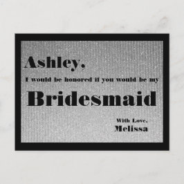 Silver och Black - kommer du att bli min bridesmai Inbjudan Vykort