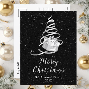 Silver och Black Ribbon Gift God jul Helg Vykort