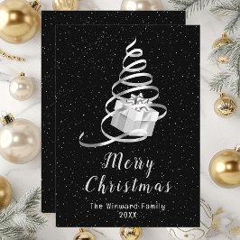 Silver och Black Ribbon Gift God jul Julkort
