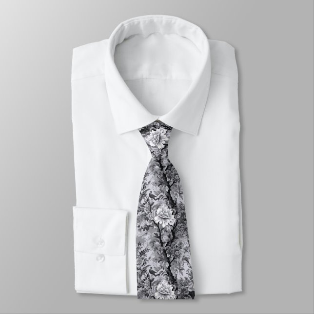 Silver och Black Toile de Fleur Slips (Bunden)