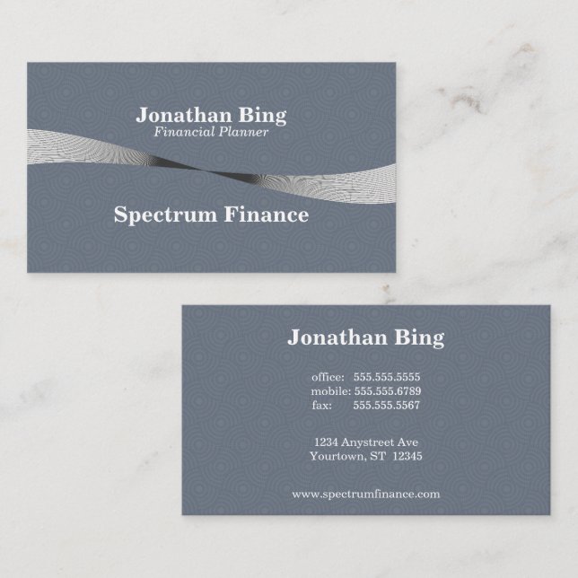 Silver och Black Wave Business Finance Law Visitkort (Fram/baksida)