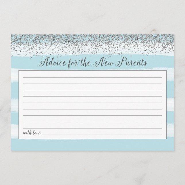 Silver och Blue Advice for the New Parents Card Rådkort (Framsida)