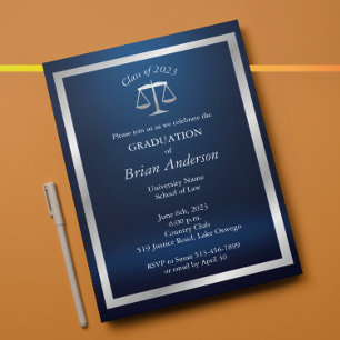 Silver och Blue Justice Logotyp Law School Student Inbjudningar