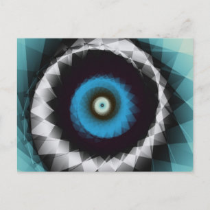 Silver och Blue Trippy Psychedelic Fractal Vykort