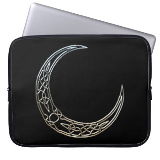 Silver och Celtic växande måne för svart Laptop Fodral