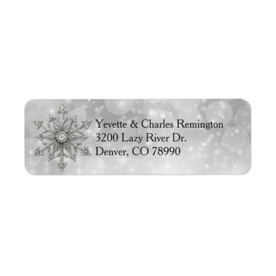 Silver- och diamantSnowflakeadressetiketter Returadress Etikett