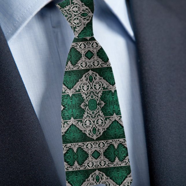 Silver och Emerald Formal Traditional Mönster Slips (Skapare uppladdad)