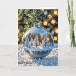 Silver och Glass julprydnad Kort