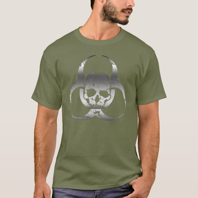 Silver och Grå Biohazard och Döskalle T-shirt (Framsida)