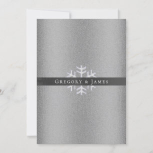 Silver och Grått Satin Ribbon Crystal Snowflake Inbjudningar