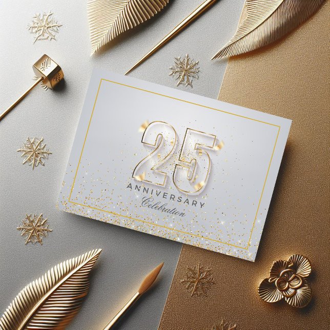 Silver och Guld 25-årsdagen Firande Inbjudningar (Silver and Gold 25th Anniversary Celebration Invitation)