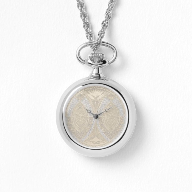 Silver och Guld Art Deco Mönster Armbandsur (Framsida)