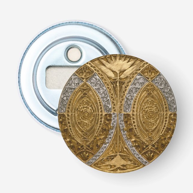 Silver och guld Art Deco-mönster Flasköppnare (Framsidan)