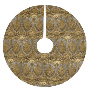 Silver och guld Art Deco-mönster Julgransmatta Borstad Polyester
