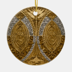 Silver och guld Art Deco-mönster Julgransprydnad Keramik
