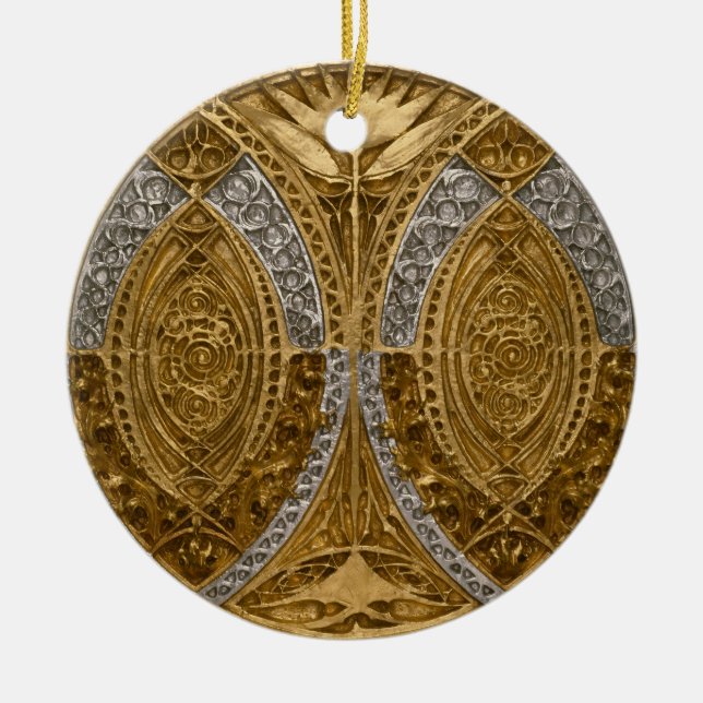 Silver och guld Art Deco-mönster Julgransprydnad Keramik (Framsidan)
